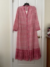 NWT ZARA ZW Collection Flowy Print MIDI DRESS In Pink Combo Size M Msrp 69.90