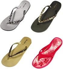 Panama Jack Womens Summer Printed Flip Flop Thong Casual Beach Sandal