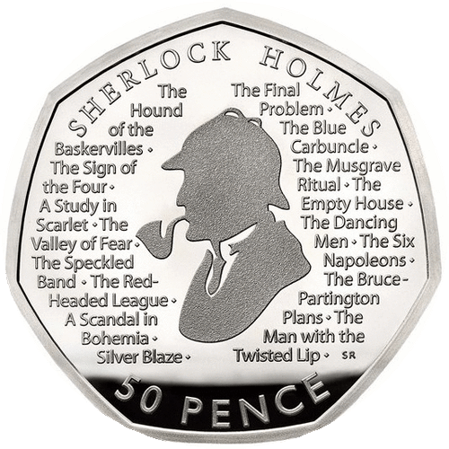 2019 Sherlock Holmes Conan Doyle Silver Piedfort Royal Mint 50p Fifty Pence Coin - Picture 2 of 7