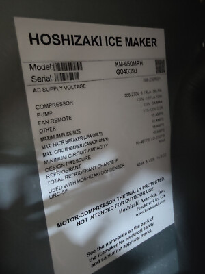 HOSHIZAKI ICE MAKER, KM-650MRH with URC-5F, Crescent Cuber