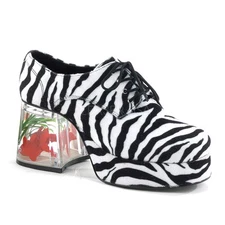 Men's Faux Zebra Fur Goldfish Heel Retro Disco Pimp Halloween Costume Shoes