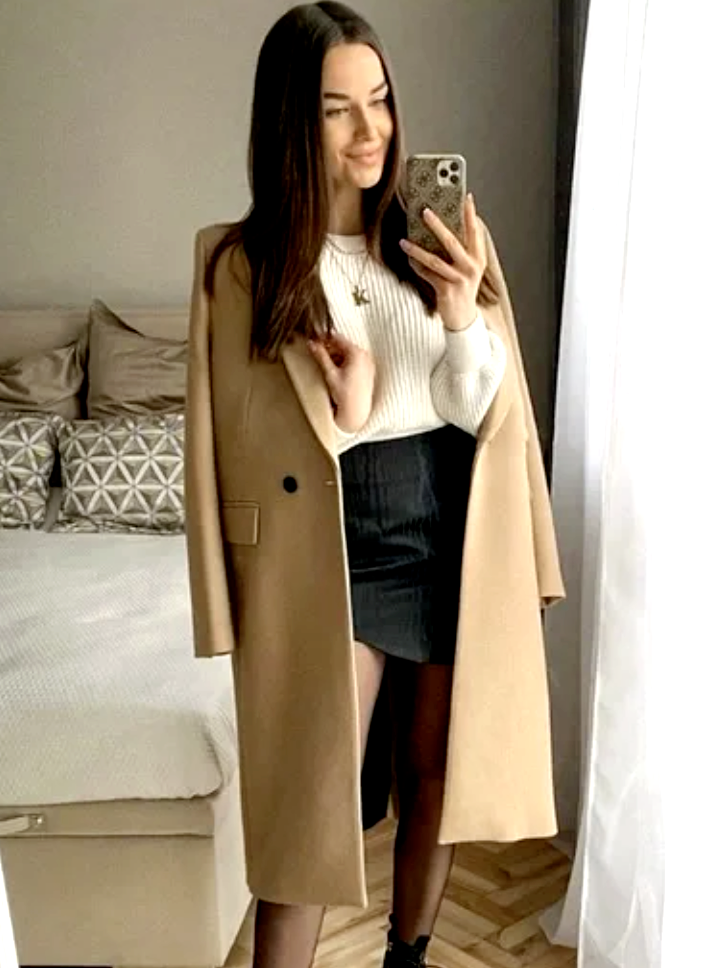 ZARA WOMEN NEW MENSWEAR STYLE WOOL COAT SHORT LIGHT TAN CAMEL 8502