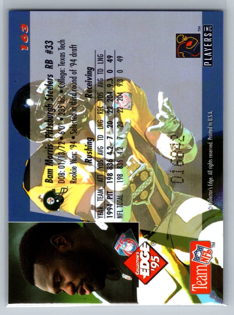Bam Morris 1995 Collector's Edge Black Label FOOTBALL #163