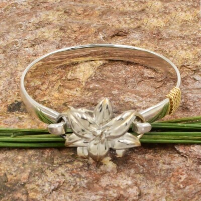 14k Yellow Gold & Sterling LeStage Flower Convertible Charms Bracelet 6''