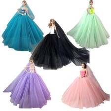 Fashion Lace Wedding Dress 1/6 Doll Clothes Princess Outfits Veil Evening Gown