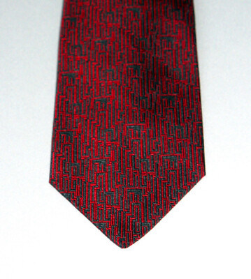 Cravate Vintage Madeleine Vionnet En Soie Pure - Rouge & Noir, 145 Cm