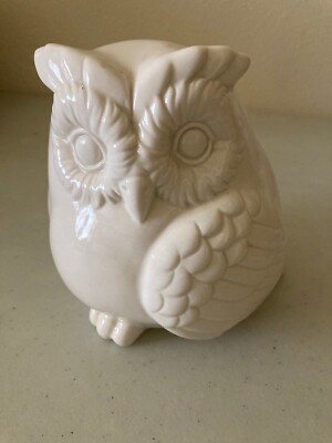 Ceramic White Chubby Owl Figurine decorative decor Collectible HD DESIGNS