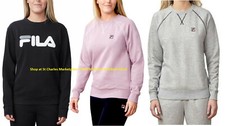 Fila Ladies' Heritage French Terry Crew Sweatshirt - Pink Black Gray, Pick Size 