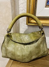 R&y Augousti Green Snakeskin Shoulder Bag Large Vtg Leather