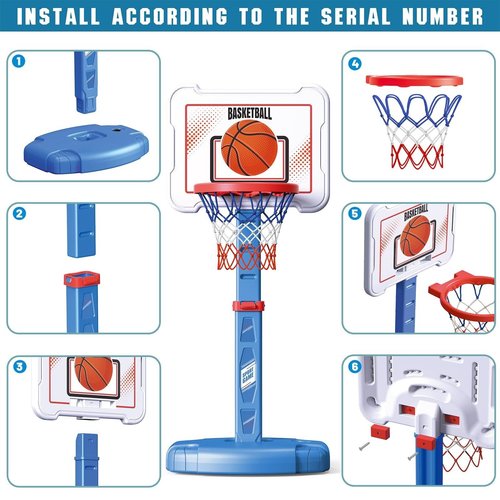 Toddler Basketball Hoop Indoor for Kids, Height Adjustable Poolside Basketbal... - Picture 3 of 7