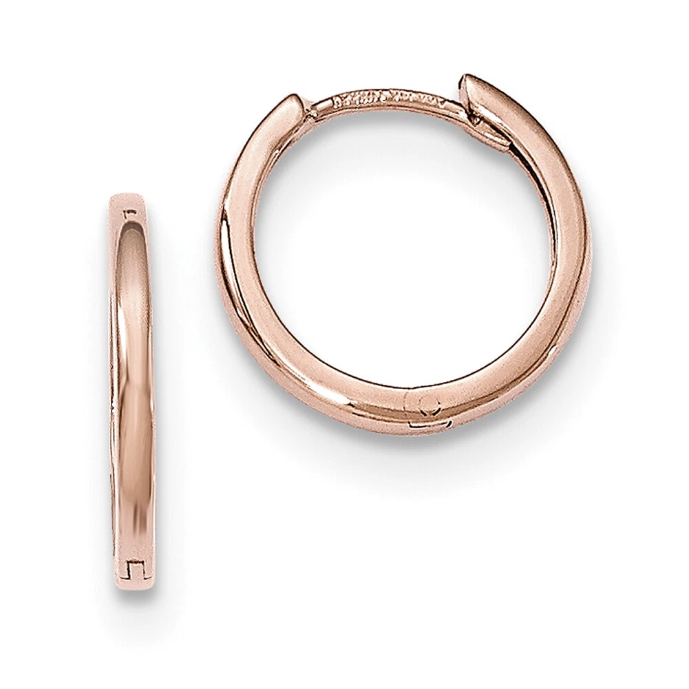 14k Rose Gold Hinged Hoop Earrings TF764 eBay
