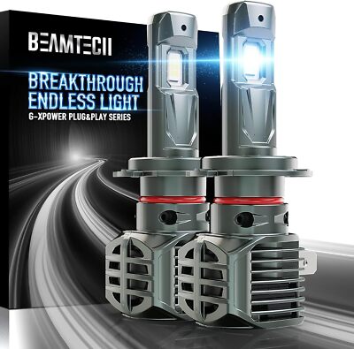 Beamtech H7 LED Light Bulbs 100W 20000LM 6500K Cool White (Pair) G-XPower Chips