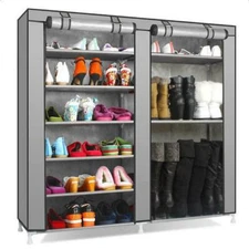 Shoe Rack Organizer Closet Double Row 6 Tier 9 Grid Boot Rack Storage Cabinet