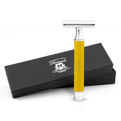 Double Edge Safety Razor Men Classic Shaving Vintage Yellow Handle Razor UK