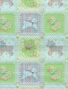 Vintage Baby Shower Gift Wrap Green Quilt Boy Girl Horse Duck Vintage Baby Shower Gift Wrap Green Quilt Boy Girl Horse Duck