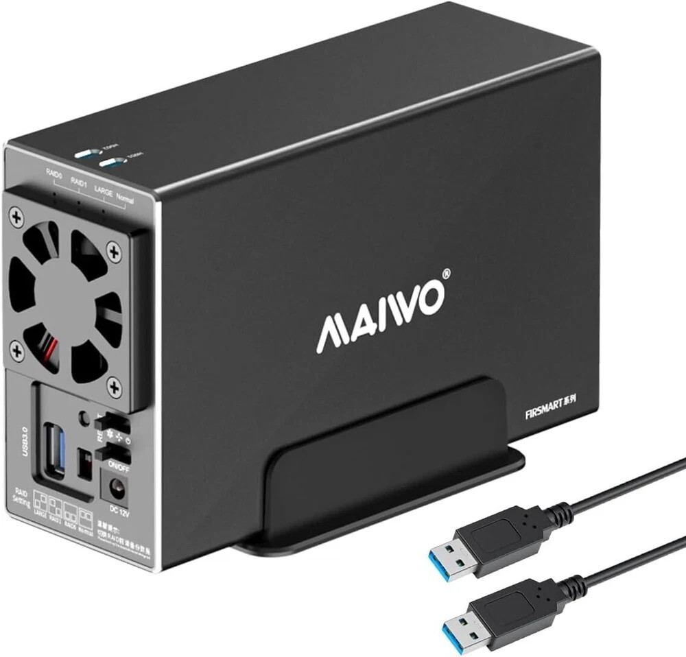 MAIWO Dual Bay Hard Drive RAID Enclosure for 3.5 inch SATA HDD