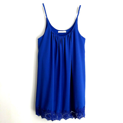 Cherish Royal Blue Lace Hem Slip Dress with Adjustable Straps- Size Small