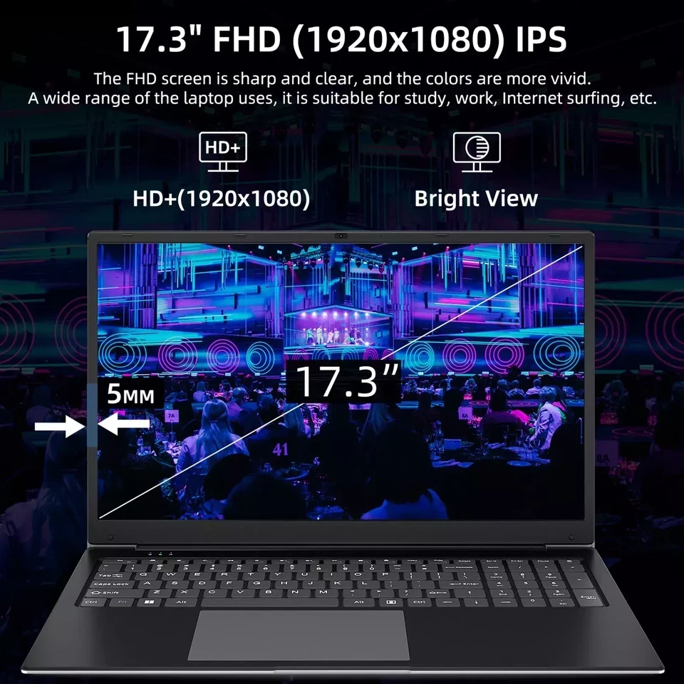 SGIN 17.3" HD Up to 2.8GHz Laptop Intel Celeron with 8GB DDR4 512GB SSD - Image 2 of 4