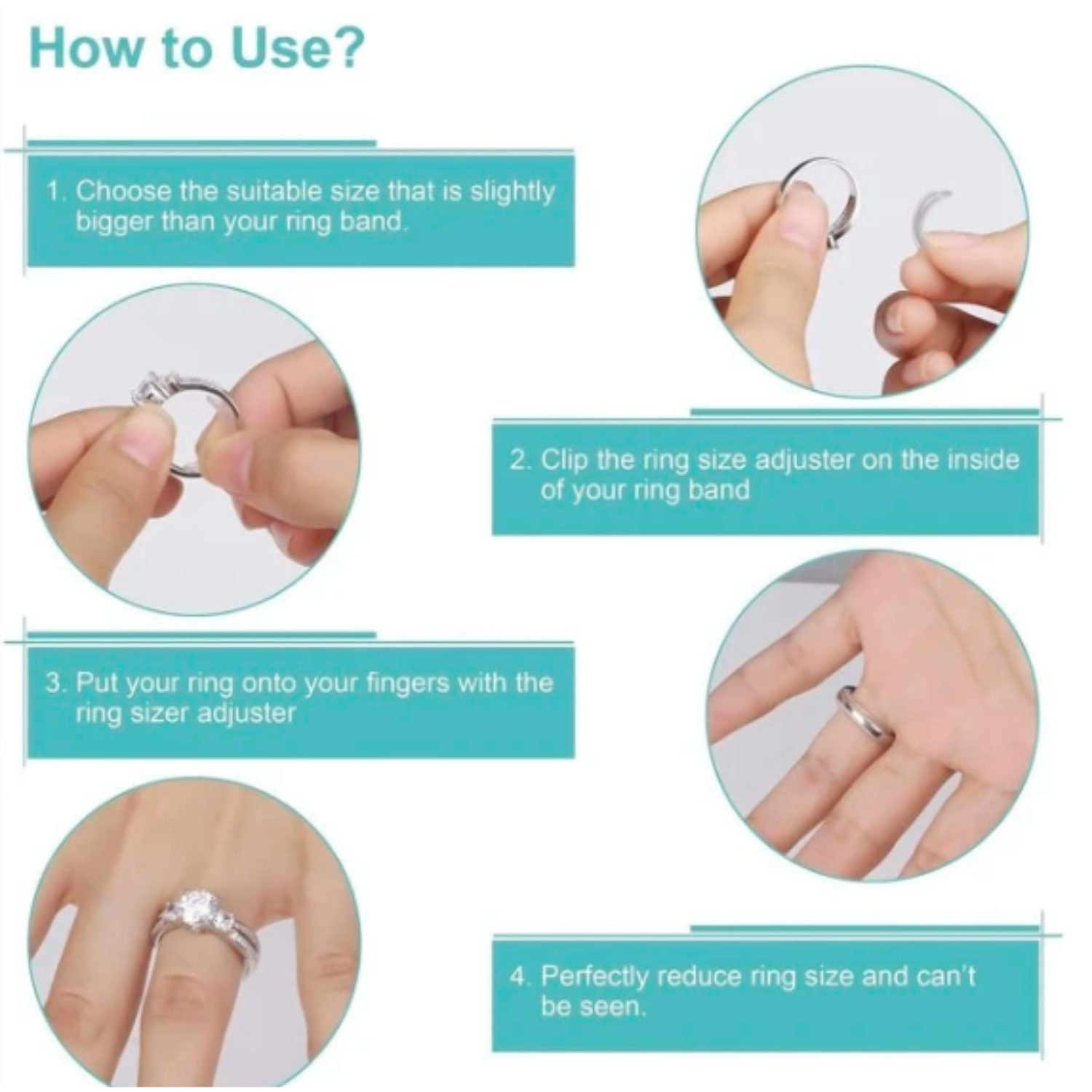 12Pcs Invisible Ring AdjusterAssorted Sizes Ring Size Reducer Spacer