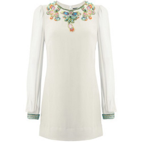 French Connection FCUK Paradise Shift Dress Silk Embellished Beaded  Embroidered