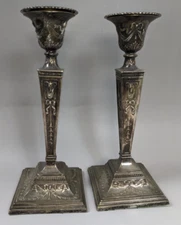 Adam Style Neoclassical  Candlestick PAIR 12"  Silver Plated 