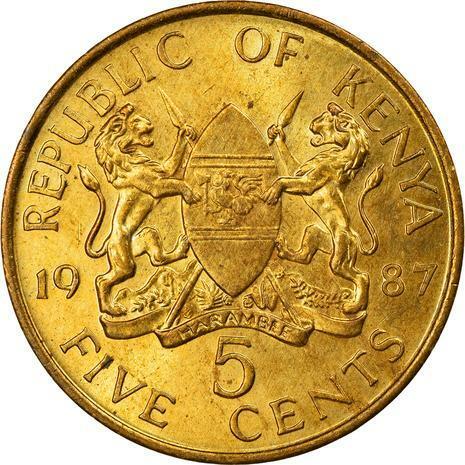 Kenya 5 Cents | President of Kenya 1989 - 2002 Coin KM17 1978