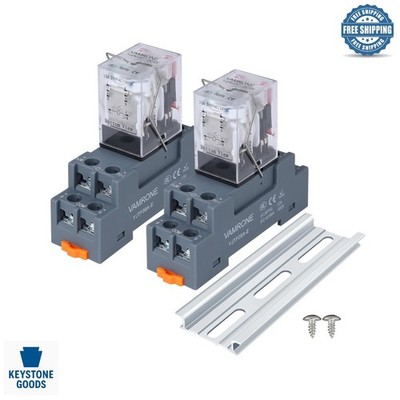 2-Pack 12V DC Electromagnetic Power Relays with Socket & LED Indication