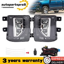 Pair Chrome Led Fog Lights For 2016-2018 Chevy Silverado 1500 Driving Bumper