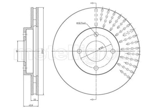 2x Disque de frein ventilé 23-1659C METELLI pour NISSAN MICRA IV NOTE - Photo 1/7