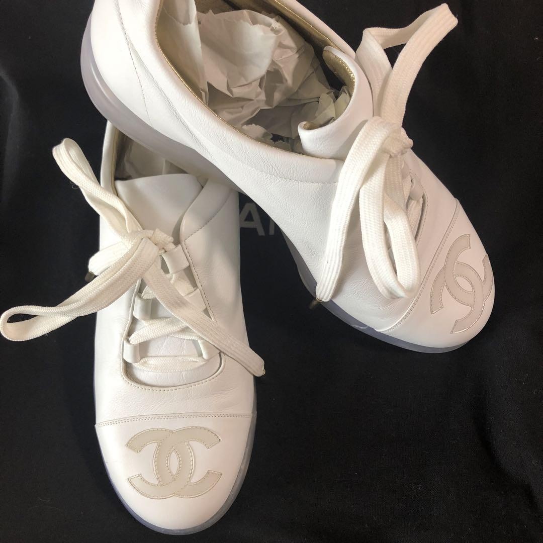 Athletic Shoes Womens White Chanel Sneakers CHANEL White Leather