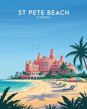 St Pete Beach Florida Travel Poster Art Print With Palm Trees And Beach