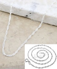 Designer Inspired Solid 925 Sterling Silver 1.5mm Thin Water Wave Chain Necklace