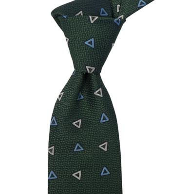 $190 NWT GUARRACINO Textured Hunter Green w Medallions Silk Neck Tie Italy 3.25W