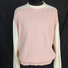 Vintage MR GUY 100 Scottish Cashmere Sweater Cream  Pink L Excellent