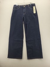 No Boundaries Womens Jeans Large L 12-14 Blue Denim No Waist Baggy Wide Leg New