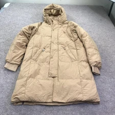 The Arrivals Puffer Coat Mens Medium Tan Hooded Long Down Winter Parka Jacket