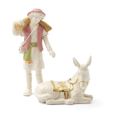897698 First Blessing Boy with Donkey Figurine, Christmas Decorations, Indoor...
