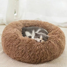1PC Comfortable Striped Plush Pet Bed, Suitable for Cats and Dogs,Warm,Deep Slee
