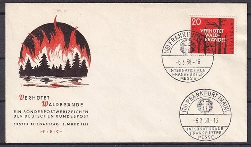w1912/ Germany Forest Fire Prevention FDC Cover 1958