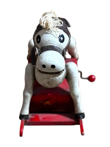 1980 ENESCO Vintage Music Box Wooden Rocking Horse Plays 'Yankee Doodle' Works - Picture 6 of 10