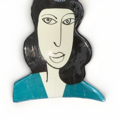 Signed Studio Pottery Ceramic Female Portrait Abstract Modern Art Picasso Style