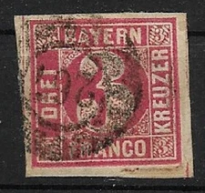 Bavaria MiNr 9 a used with gMRS 267 Landau / Palatinate wide margins