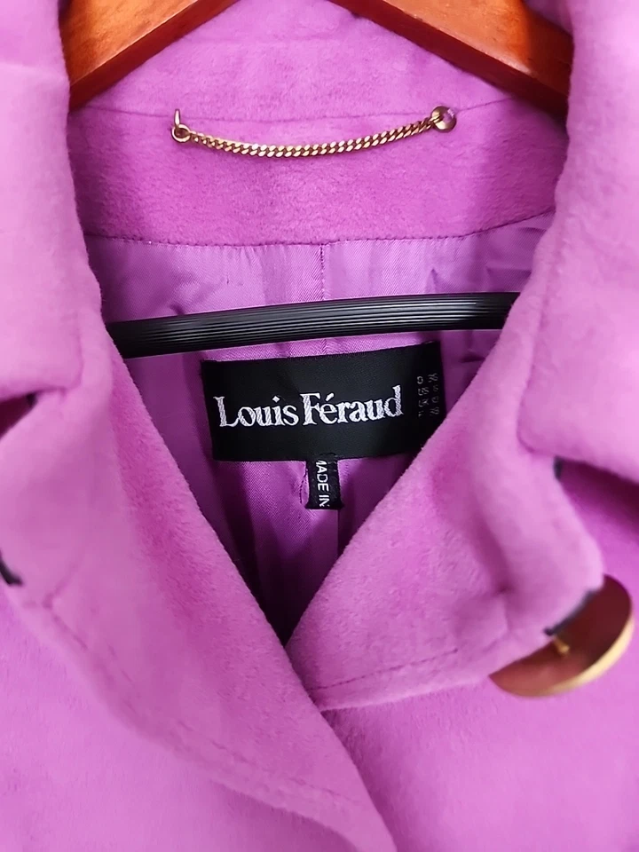 Abrigo vintage de lujo Féraud Paris mezcla de lana magenta para mujer talla 6 Alemania Foto 3 de 4