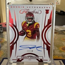 2023 Panini Flawless Rookie Gems Signatures Jordan Addison On Card Auto /20 Ruby