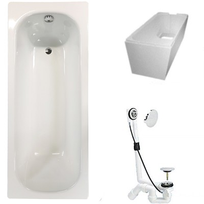 Kaldewei Badewanne Stahl Komplettset 160 x 70cm + Wannenträger + Ablaufgarnitur