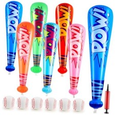 18 Sets Inflatable Baseball Bats and Baseballs Set Includes 17 Inch Pow