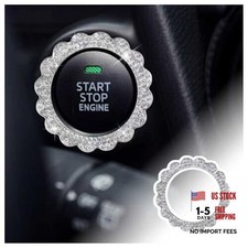 2026 New Flower Push Start Button Cover Ring,Bling Car Push Start Button White