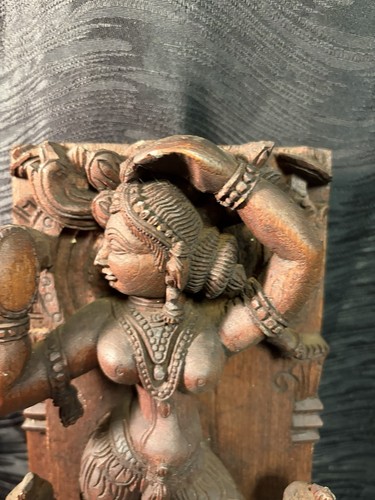 ATQ Vintage handgeschnitzte indische Holz Tempeltänzerin Apsara Relief Wandskulptur 12 Zoll - Bild 6 von 21