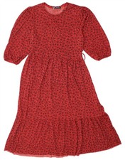 ZARA Womens 3/4 Sleeve Maxi Dress UK 10 Small Red Floral BM07