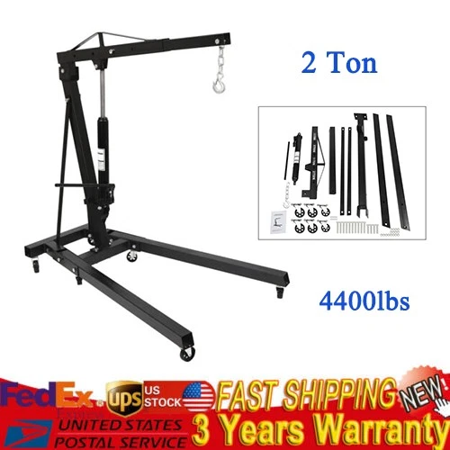 2 Ton 4400LB Engine Motor Hoist Cherry Picker Shop Crane Lift Black Foldable